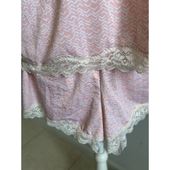 Babydoll Pink Pajama Set Lace Trim Cami Sexy Shorts Marilyn Monroe Sorority Pj L - Picture 10 of 13